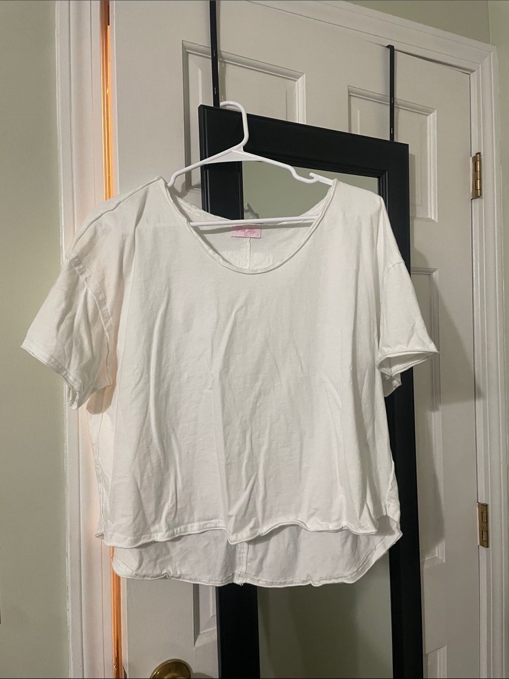 Pink Lily White Short-Sleeve Layered Crop Top
